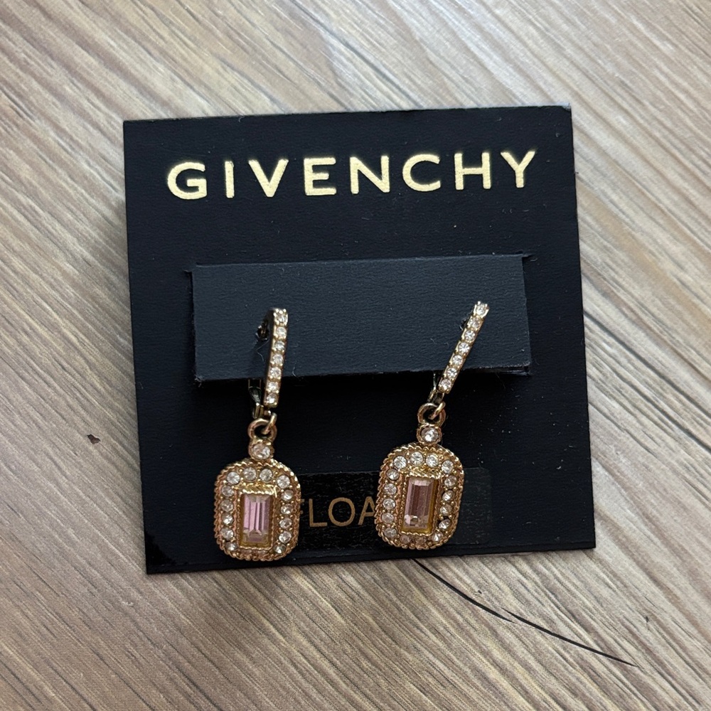 Givenchy Gold and Pink Crystal Earrings
